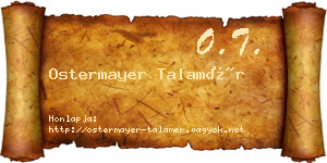 Ostermayer Talamér névjegykártya